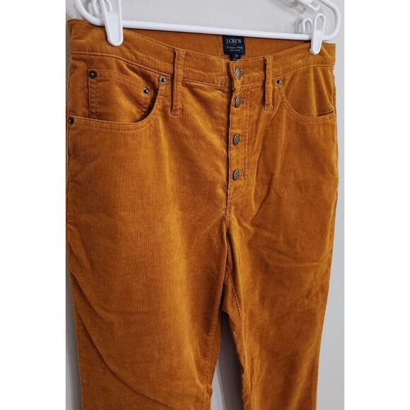 Women's J.Crew Size 31‎ 9" High-Rise Skinny Button Fly Gold Corduroy Pants - Picture 2 of 9